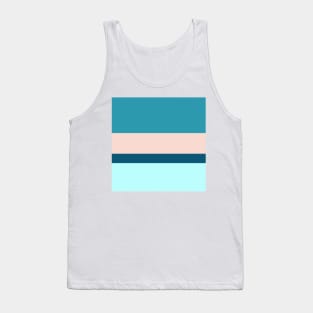 A fine combination of Oxford Blue, Blue Sapphire, Sea, Pale Cyan and Champagne Pink stripes. Tank Top